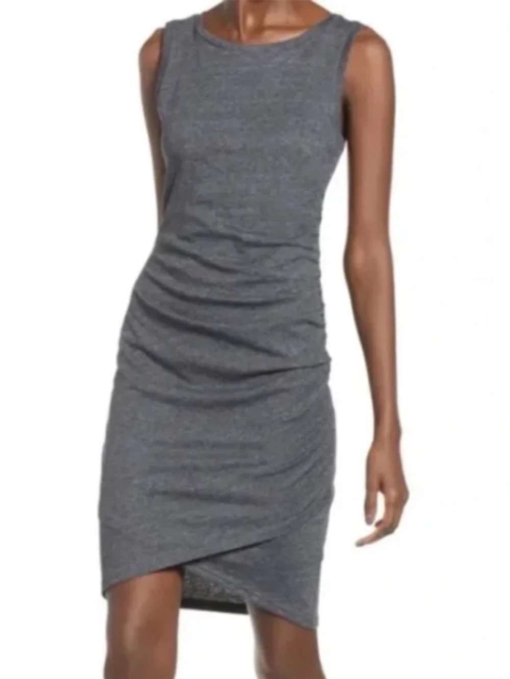 Leith Ruched Medium Charcoal Grey Heather Dress in Size XS
